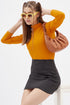Women Mustard Highneck Full sleeves T-shirt